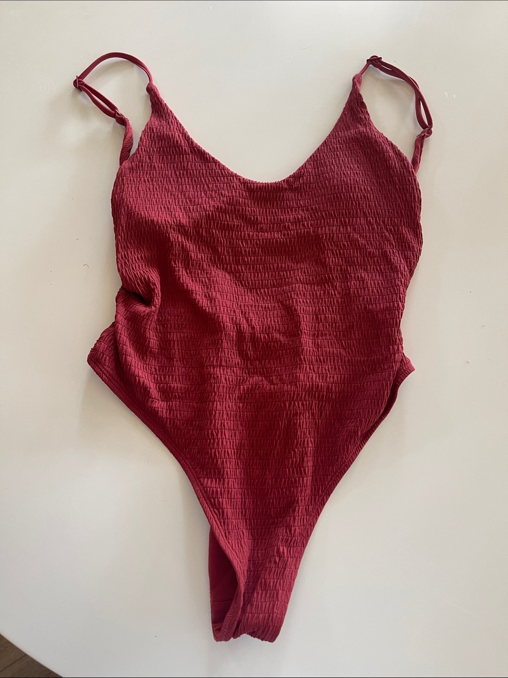 aerie Textured Red One-Piece Swimsuit
